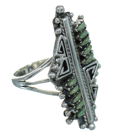 Silver Turquoise Southwestern Water Wave Needlepoint Ring Size 5-1/2 QX87136